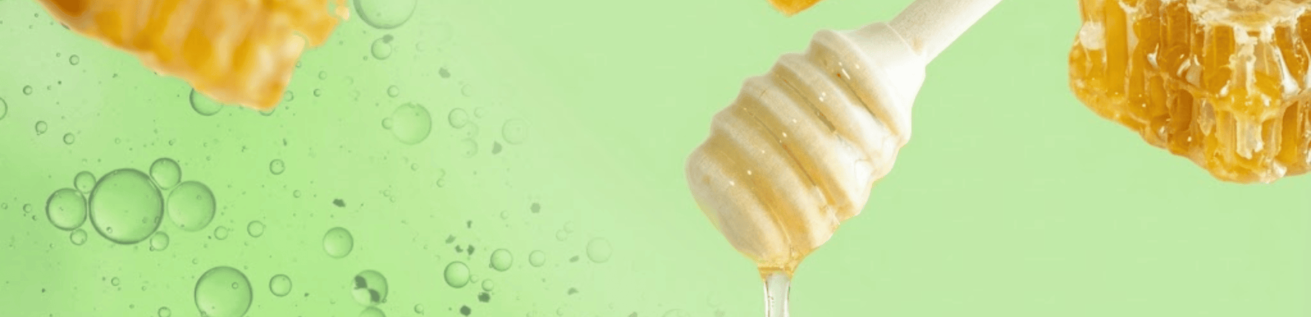 Green Background with Honey Dripping Down