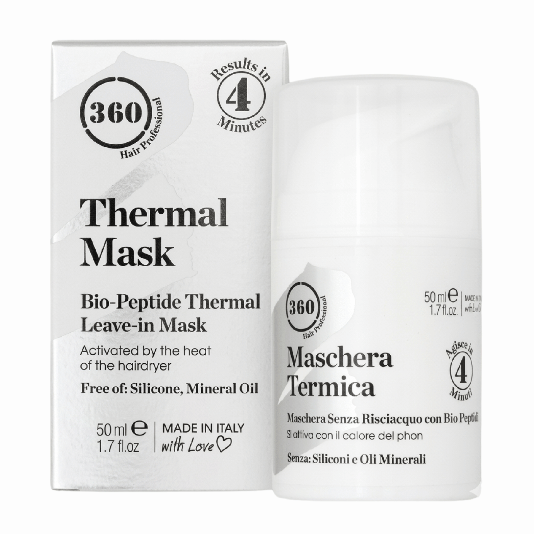 360 Thermal Mask packaging with product container on a white background