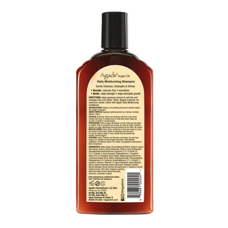 Agadir Argan Oil Daily Moisturizing Shampoo Back of Bottle