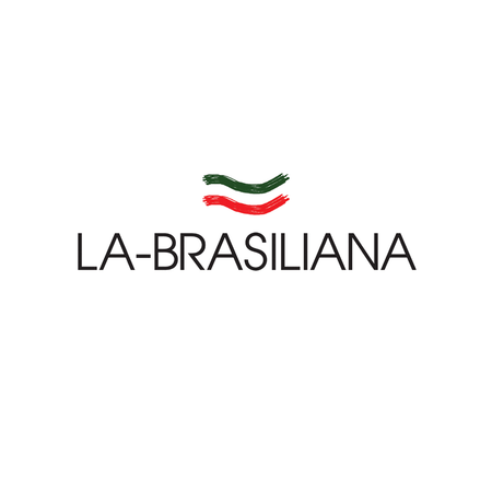 La Brasiliana logo with green and red wave design on a white background